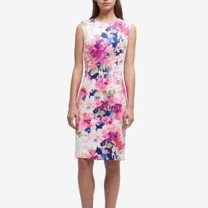 DKNY Exquisite Pink Multi Floral Print Sheath Dress
